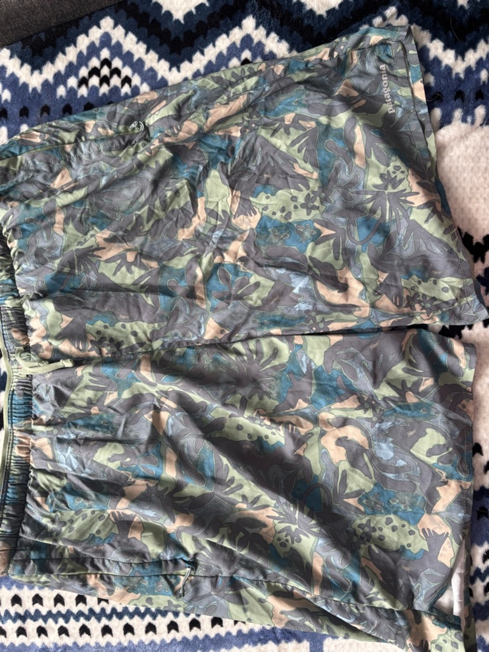 Patagonia Olive Green Shorts with Subtle Camouflage Accent